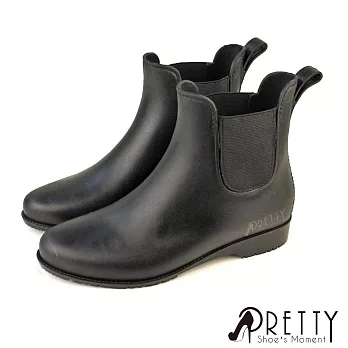 【Pretty】女 雨靴 雨鞋 短靴 切爾西 短筒 防水 側鬆緊帶 台灣製 EU40 黑色