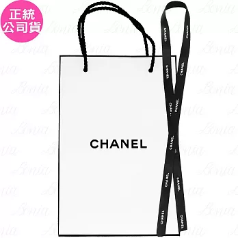 CHANEL 香奈兒 緞帶(80cm)+CHANEL 香奈兒 中紙袋(公司貨) #黑底