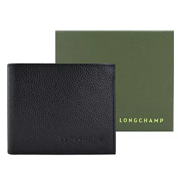 LONGCHAMP LE FOULONN? 系列牛皮雙折短夾 黑