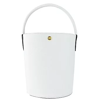 LONGCHAMP CUIR DE RUSSIE系列牛皮壓印手提水桶包(小) 白