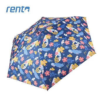 【rento】碳纖輕量黑膠晴雨傘 花朝月夕(深藍)