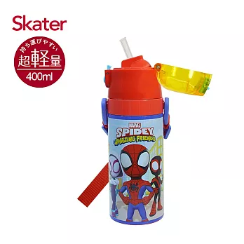 日本 Skater 吸管不鏽鋼保溫水壺(400ml) 蜘蛛人Spidey