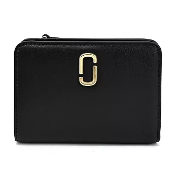 MARC JACOBS THE J MARC 皮革拉鍊對開短夾- 黑