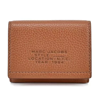 MARC JACOBS THE LEATHER荔枝紋三折零錢短夾- 棕