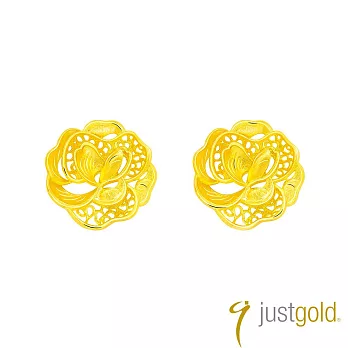 【Just Gold 鎮金店】金綻牡丹 黃金耳環