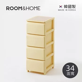 【韓國ROOM&HOME】韓國製34面寬四層抽屜收納櫃(木質天板)-DIY- 奶油黃