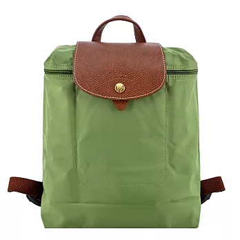 LONGCHAMP LE PLIAGE系列再生尼龍摺疊後背包 苔蘚綠