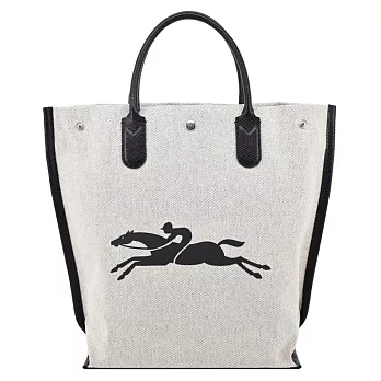 LONGCHAMP ROSEAU系列帆布LOGO字母托特包(中) 帆布白