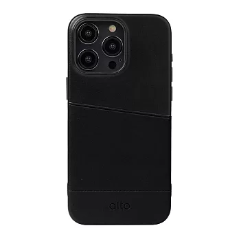 Alto Metro 插卡式皮革手機殼 iPhone 15 Pro Max - 渡鴉黑