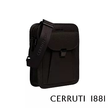 【Cerruti 1881】限量2折 義大利頂級小牛皮側背包肩背包 全新專櫃展示品(黑色 CEBO06176M)