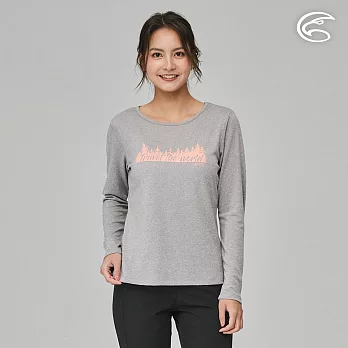 ADISI 女圓領涼感智能纖維速乾長袖圖T AL2311046 (S-2XL)｜吸濕排汗 快乾 單向導濕 彈性 排汗衣 M 雙色中灰