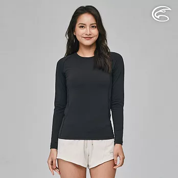 ADISI 女Tactel Pro長袖快乾排汗圓領上衣AL2391060 (S-XL)｜防曬 抗UV 透氣 吸濕排汗 快乾 彈性 輕量 S 黑色