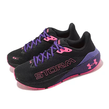 Under Armour 慢跑鞋 HOVR Machina Storm 女鞋 黑 粉紅 防潑水 緩震 運動鞋 UA 3026551001