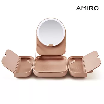AMIRO覓光 Cube S 行動LED磁吸美妝鏡折疊收納化妝箱 -豆沙色