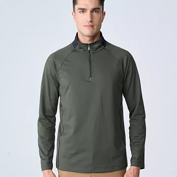 【荒野wildland】男前襟拉鍊彈性保暖機能衣0B12608-112 M 長春藤綠