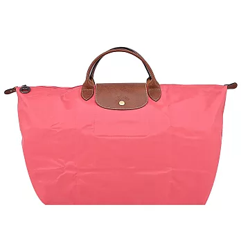 LONGCHAMP LE PLIAGE系列短把再生尼龍摺疊水餃旅行袋(大)  石榴紅