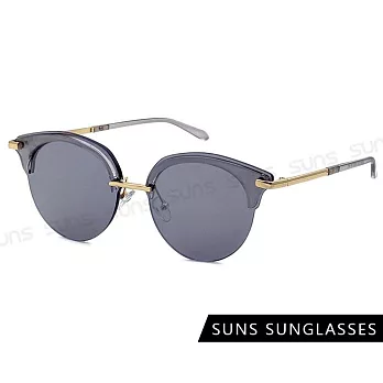 【SUNS】時尚眉架框太陽眼鏡 復古半框墨鏡 高質感金屬框  抗UV400  S809 白水銀