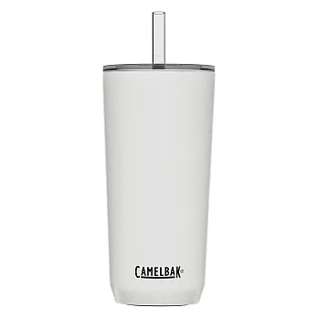 【美國CamelBak】600ml Straw Tumbler 雙層不鏽鋼吸管杯(保冰)  經典白