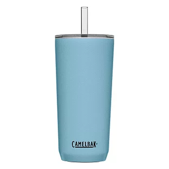 【美國CamelBak】600ml Straw Tumbler 雙層不鏽鋼吸管杯(保冰)  灰藍