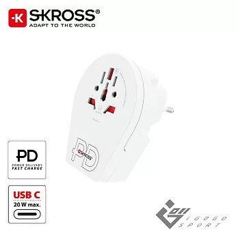 瑞士Skross 歐規旅行萬國轉接頭附PD快充Type-C孔