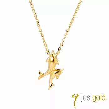 【Just Gold 鎮金店】雙豚之躍 黃金項鍊(網路限定)