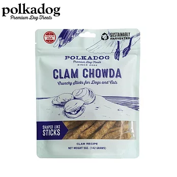 【Polkadog搖擺船長】犬貓-蛤蜊巧達棒5oz(袋裝)(犬貓適用/寵物零食/皮毛保健)