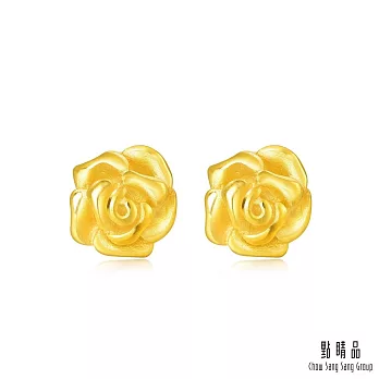 【點睛品】時尚玫瑰 黃金耳環(一對)