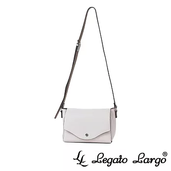 Legato Largo 驚異的輕量化 小法式極簡時尚 兩用皮夾斜背包- 淺灰色
