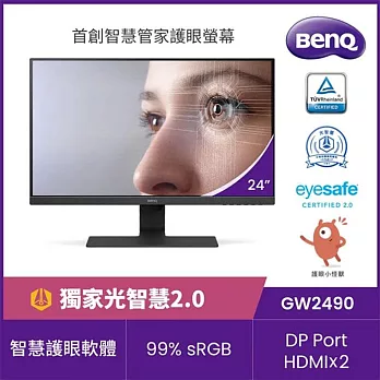 BenQ GW2490 24型光智慧護眼螢幕(IPS/HDMI/DP/2Wx2)