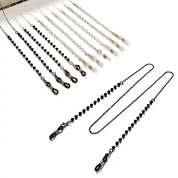 seoul show首爾秀 o字圈圈串珠鍊兩用口罩掛繩鏈墨鏡平光眼鏡鍊老花近視防丟鍊  黑色