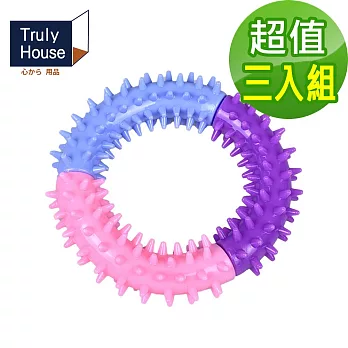 【Truly House】寵物磨牙三色環/耐咬玩具/潔牙/磨牙棒/耐咬球/咬咬/咬合訓練(超值三入組)