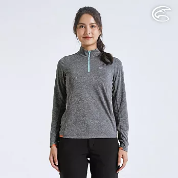 ADISI 女半門襟抗靜電紗透氣快乾長袖上衣AL2321039 (S-2XL) 保暖 吸濕 速乾 輕量 柔軟 S 雙色麻灰