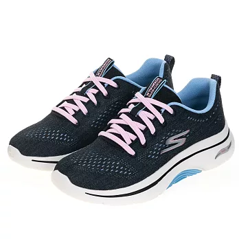 SKECHERS GO WALK ARCH FIT 2.0 女健走鞋-黑藍-125311BKBL US9 黑色