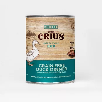 紐西蘭 CRIUS克瑞斯天然無穀全齡犬用低敏主食餐罐_低敏鴨_375克_12罐