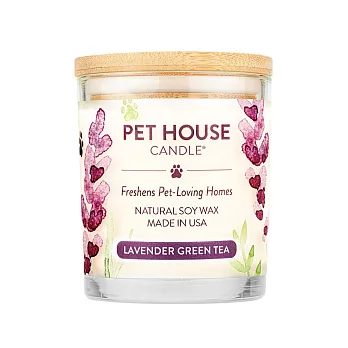 美國 PET HOUSE 室內除臭寵物香氛蠟燭 木蓋255g-薰衣草綠茶