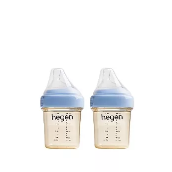 【hegen】金色奇蹟PPSU多功能方圓型寬口奶瓶 150ml 雙瓶組 - 沁藍