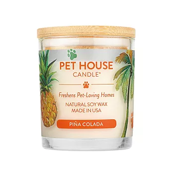 美國 PET HOUSE 室內除臭寵物香氛蠟燭 木蓋255g-菠蘿椰子