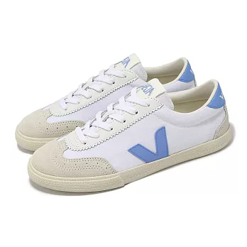 Veja 德訓鞋 Volley Canvas 女鞋 白 藍 麂皮 帆布 拼接 低筒 休閒鞋 VO0103648A