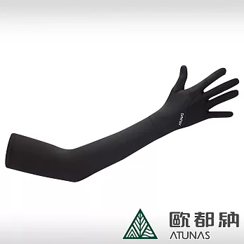 【ATUNAS歐都納】輕薄防曬冰涼長袖手套A1AGCC02N/涼感透氣/掌心止滑/騎車配件/戶外活動 F 黑