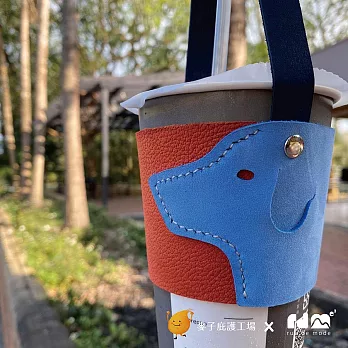 【rue de mode】＂與麥子們攜手合作＂ 環保手提真皮撞色飲料杯套 拉不拉多