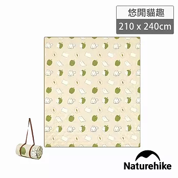 Naturehike Happy防潑水加厚野餐墊 210x240cm WS010 悠閒貓趣