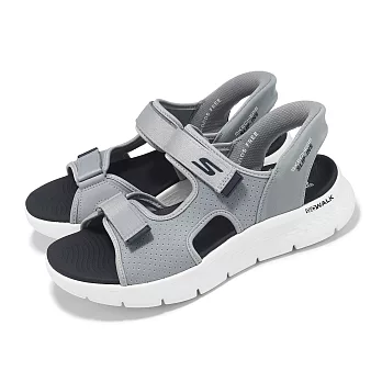 Skechers 涼鞋 Go Walk Flex Sandal-Easy Entry?Slip-Ins?男鞋 灰 藍 避震 涼拖鞋 229210GYNV 27cm GRAY/NAVY