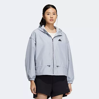 ADIDAS  WV JKT 女連帽外套-灰藍-IZ3167 L 灰色