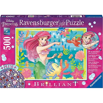 德國Ravensburger維寶拼圖 閃鑽版迪士尼小美人魚(500P)