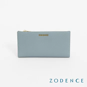 ZODENCE LIZ進口牛皮對開輕薄長夾 幽藍