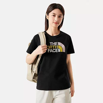 The North Face W COLOR COMBO LOGO SS TEE - AP 女短袖上衣-黑-NF0A88G8JK3 L 黑色