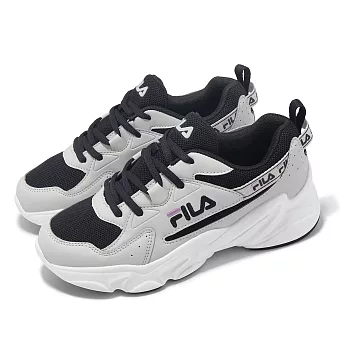 Fila 休閒鞋 Hidden Tape 7 女鞋 灰 黑 皮革 緩衝 厚底 老爹鞋 斐樂 5J944X400