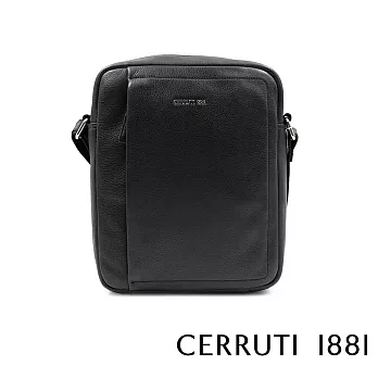 【Cerruti 1881】限量2折 義大利頂級小牛皮側背包肩背包 全新專櫃展示品(黑色 CEBO06577M)