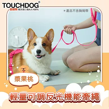 TOUCHDOG超級狗 Air-one系列寵物輕量可調反光機能牽繩 漿果桃