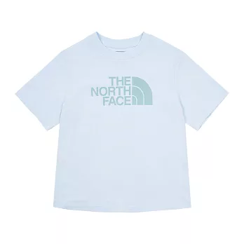 The North Face W FLOCKING LOGO SS TEE - AP 女短袖上衣-淺藍-NF0A88GEO0R S 藍色